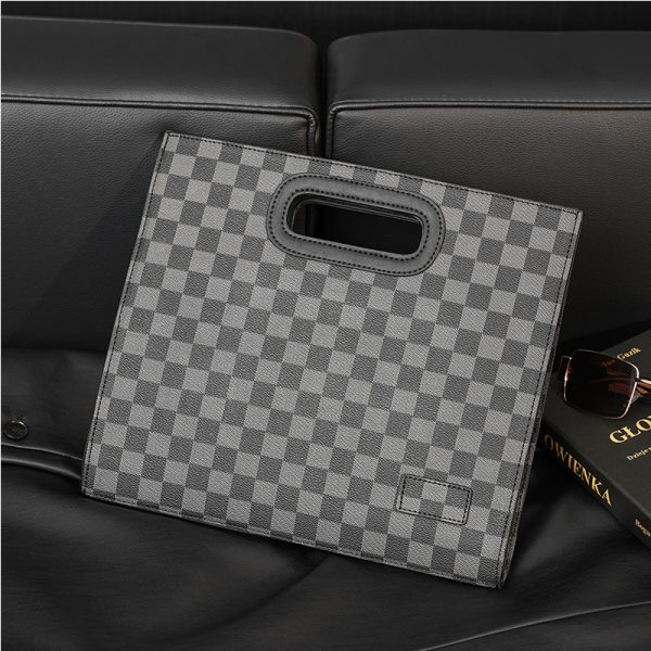 New fashion business handbag Korean version plaid casual street trend ipad handbag horizontal handgrip bag - Image 7