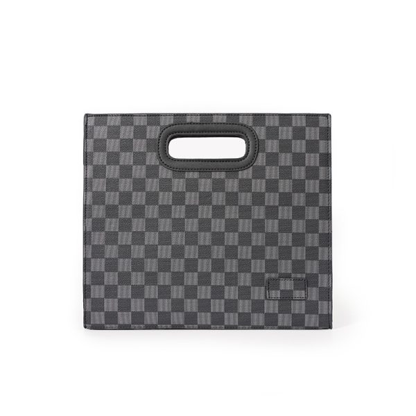 New fashion business handbag Korean version plaid casual street trend ipad handbag horizontal handgrip bag - Image 5